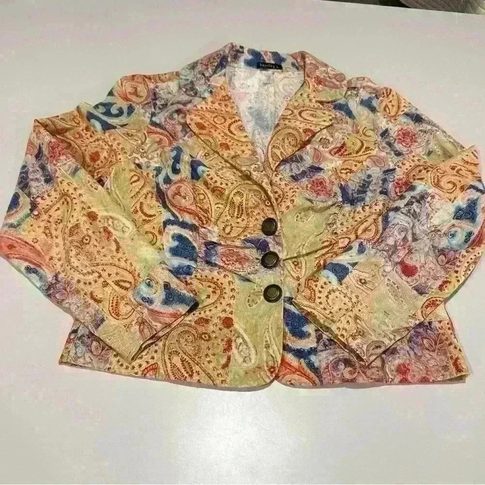 Bentley A Paisley Print Corduroy Blazer Size 10